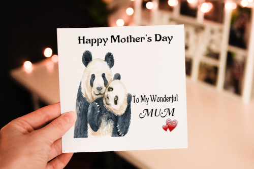 Wonderful Mum Mother's Day Card, Card for Mum, Panda Mothers Day